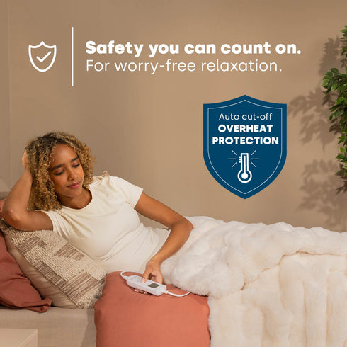 Luxury Electric Heated Throw - Cream