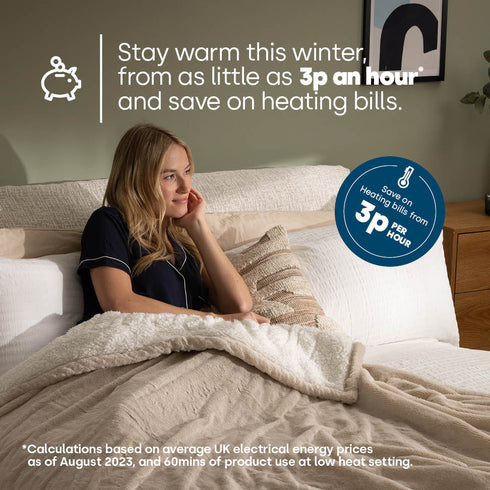 Premium Sherpa Heated Throw - Beige