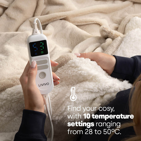 Premium Sherpa Heated Throw - Beige