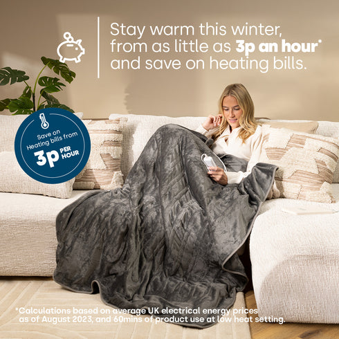 Heated Electric Over Blanket Cool Grey