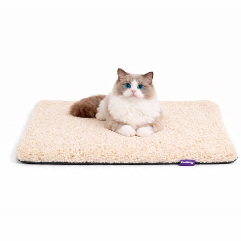 Petlicity Self Heating Pet Bed 60x45cm - No Electricity Required - Machine Washable - Beige