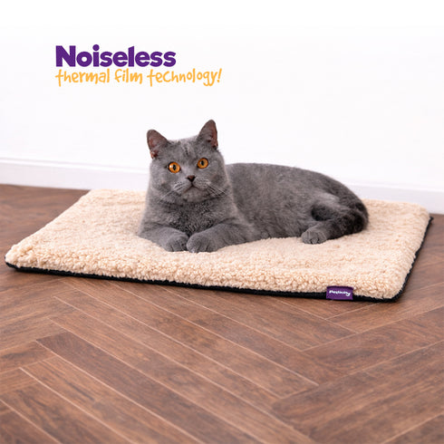 Petlicity Self Heating Pet Bed 60x45cm - No Electricity Required - Machine Washable - Beige