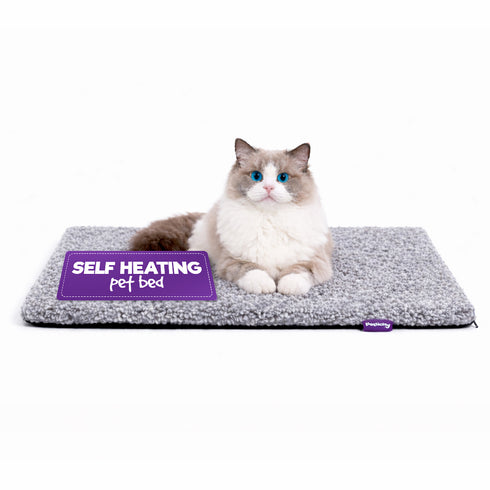 Petlicity Self Heating Pet Bed 60x45cm - No Electricity Required - Machine Washable - Two Tone Grey