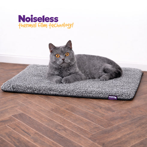 Petlicity Self Heating Pet Bed 60x45cm - No Electricity Required - Machine Washable - Two Tone Grey