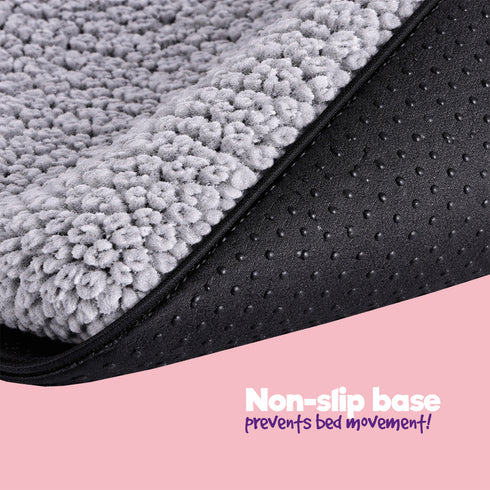 Petlicity Self Heating Pet Bed 60x45cm - No Electricity Required - Machine Washable - Two Tone Grey