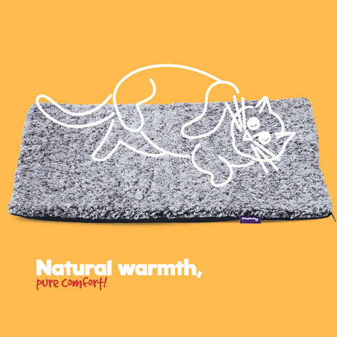 Petlicity Self Heating Pet Bed 60x45cm - No Electricity Required - Machine Washable - Two Tone Grey