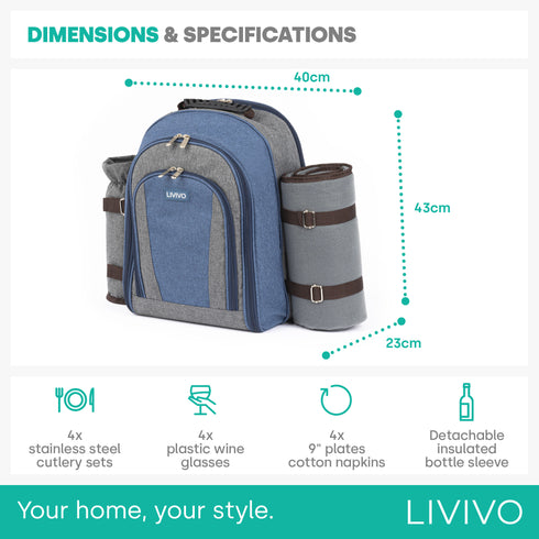 4-Person Picnic Backpack Set