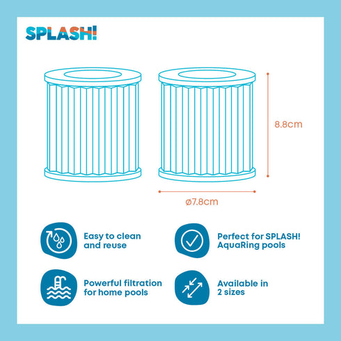 Pool Pump Filter Cartridges - 300 Gallons - Pack of 8