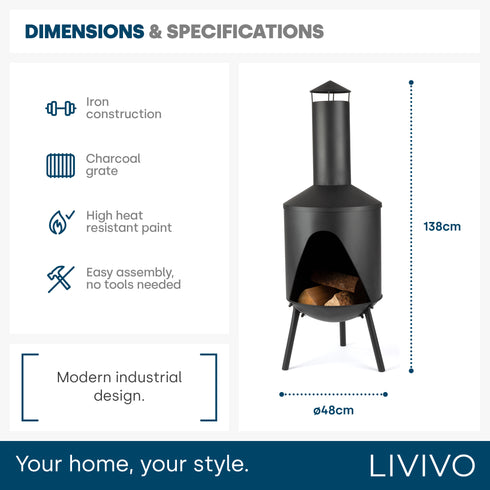 Razzo Iron Chiminea - Black