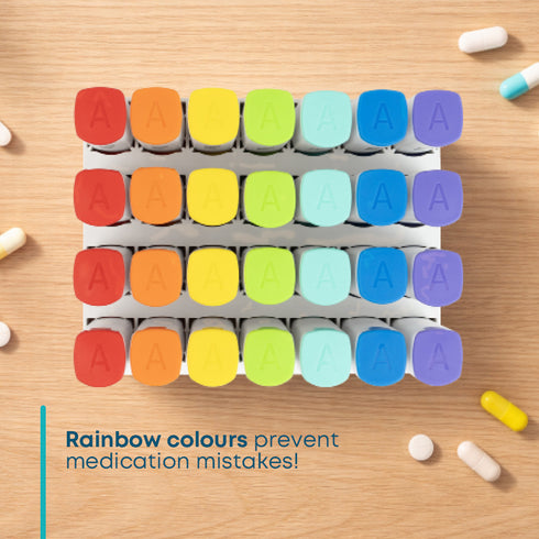 Fineway Monthly Pill Organiser Morning/Evening with Stand - 28 Day Colour-Coded - White