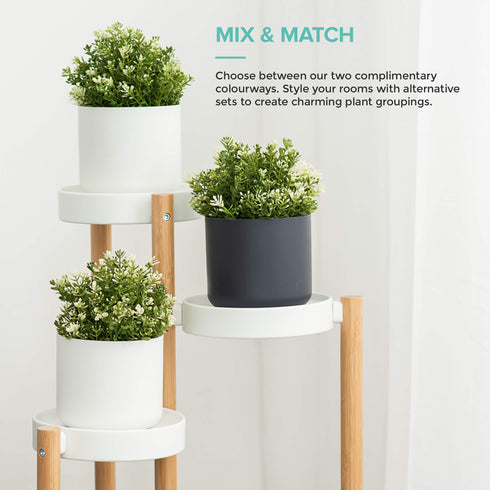 14cm Round Plant Pot Set of 2 - Matt White