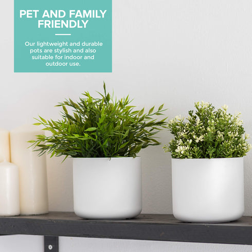 14cm Round Plant Pot Set of 2 - Matt White