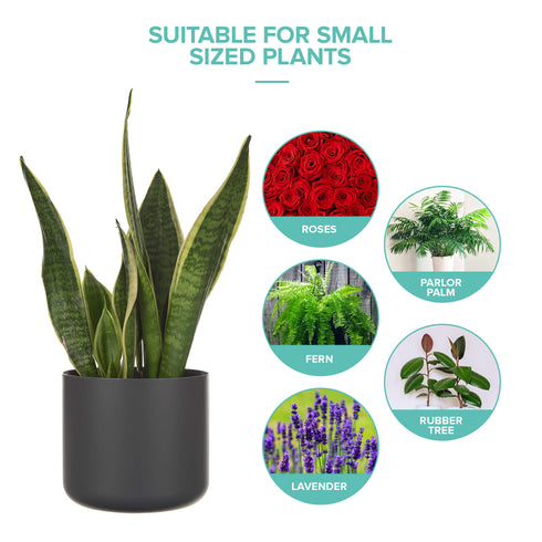 14cm Round Plant Pot Set of 2 - Matt Grey