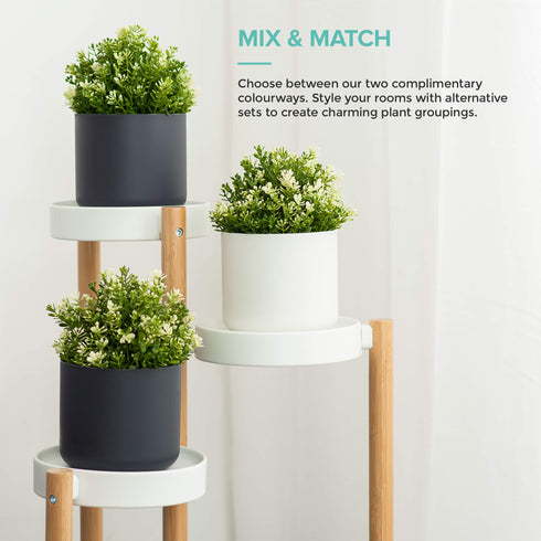 14cm Round Plant Pot Set of 2 - Matt Grey