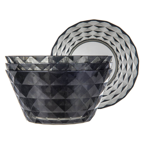 Prism Outdoor Dinner Bowls Set of 4 - Smoke Grey