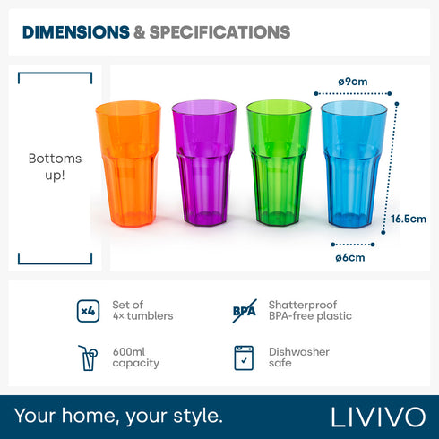 Multicolour Plastic Tumbler Set of 4
