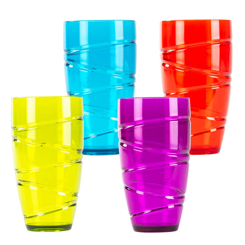 Swirl Multicolour Plastic Tumbler Set of 4