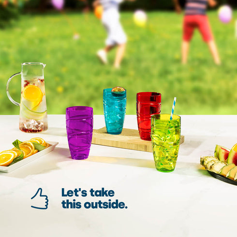 Swirl Multicolour Plastic Tumbler Set of 4