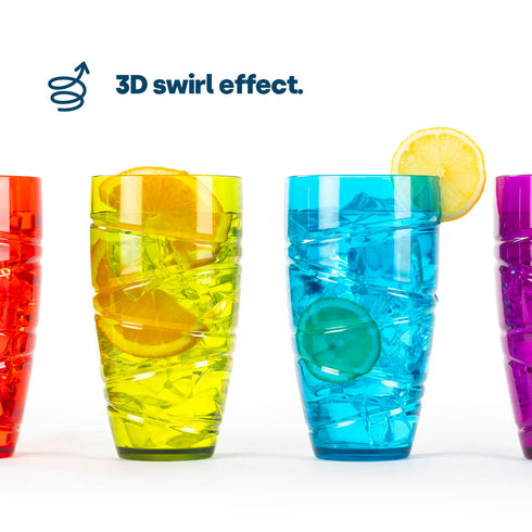 Swirl Multicolour Plastic Tumbler Set of 4