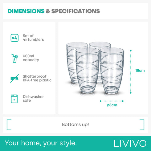 Swirl Plastic Tumbler Set of 4