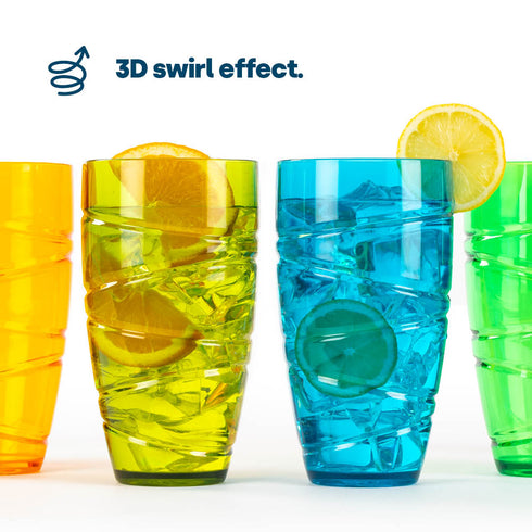 Swirl Multicolour Plastic Tumbler Set of 6