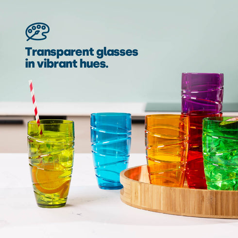 Swirl Multicolour Plastic Tumbler Set of 6