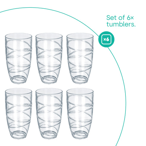Clear Plastic Tumblers Set of 6