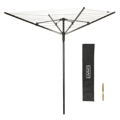 4-Arm Rotary Clothes Airer - Black