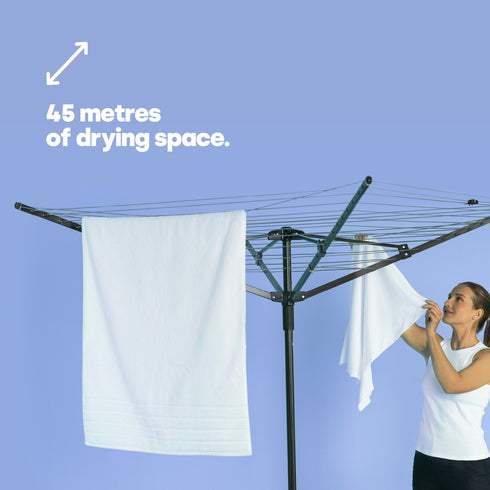 4-Arm Rotary Clothes Airer - Black