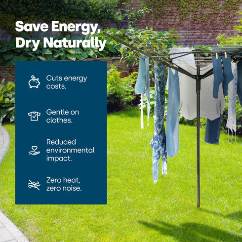 4-Arm Rotary Clothes Airer - Black