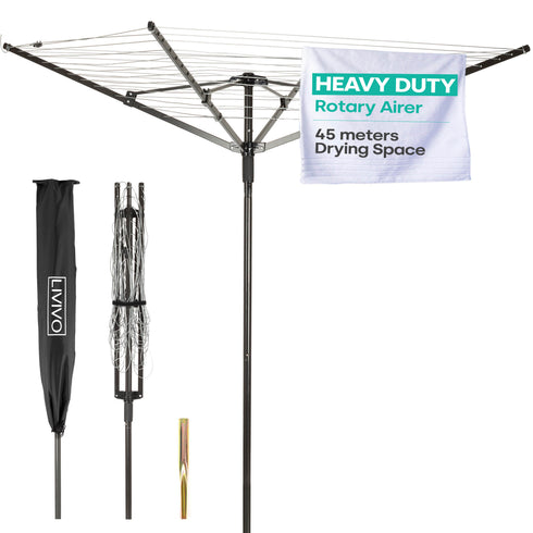 4-Arm Rotary Clothes Airer - Black