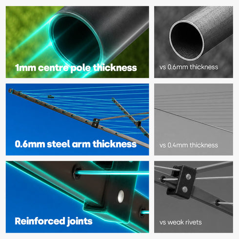 4-Arm Rotary Clothes Airer - Charcoal