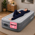 airzzZ SlumberPlus Air Bed Single - High Raised with Built-in Electric Pump - Grey Flocked