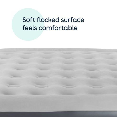 airzzZ SlumberPlus Air Bed Single - High Raised with Built-in Electric Pump - Grey Flocked