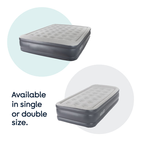 airzzZ SlumberPlus Air Bed Double - High Raised with Built-in Electric Pump - Grey Flocked