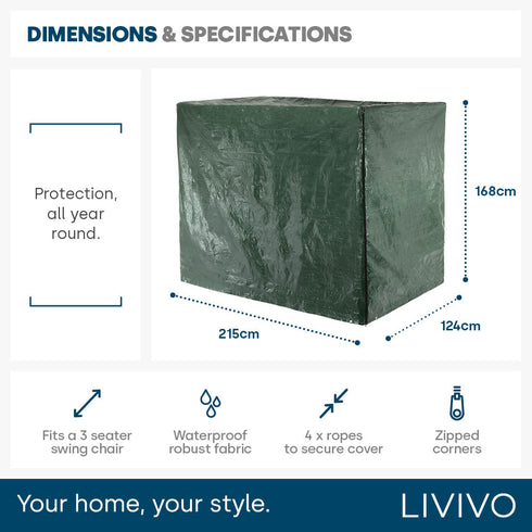 3-Seater Garden Swing Cover - Green