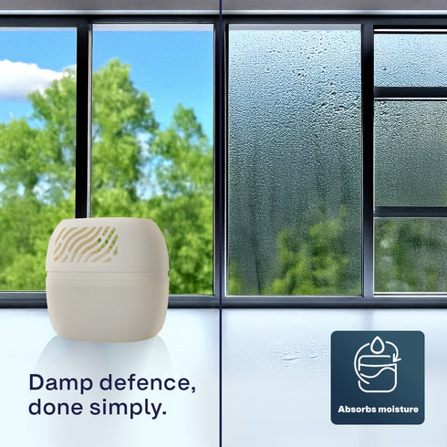 Reusable Dehumidifier 1000ml - 2 Refill Tabs Silicon Anti-Spill - White