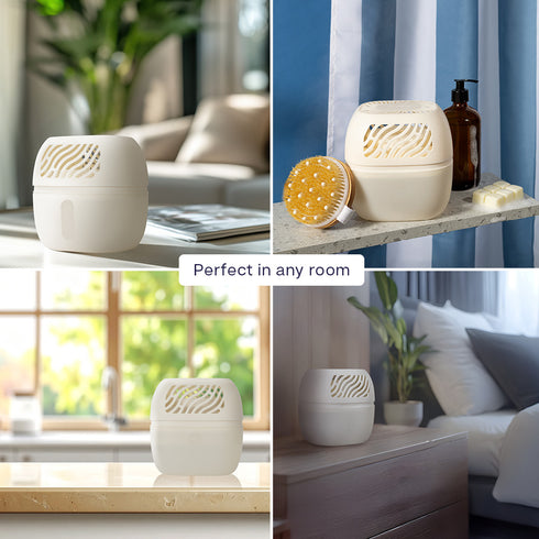 Reusable Dehumidifier 1000ml - 2 Refill Tabs Silicon Anti-Spill - White