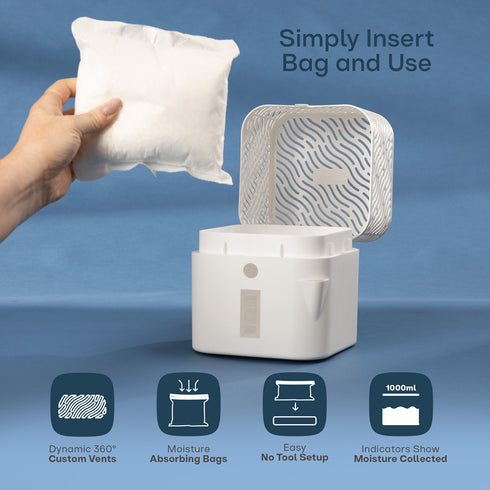 Clayr HumiDrop Refillable Interior Dehumidifier 1000ml - Off White 2 Refill Bags