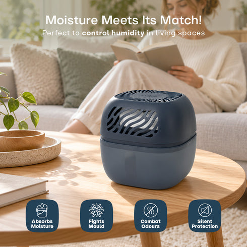 Clayr Reusable Dehumidifier 1000ml - 2 Refill Tabs Silicon Anti-Spill - Navy
