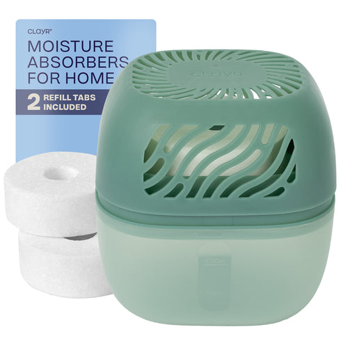 Clayr Reusable Dehumidifier 1000ml - 2 Refill Tabs Silicon Anti-Spill - Sage