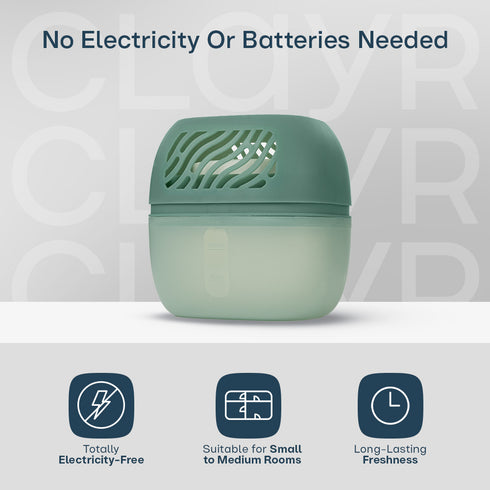 Clayr Reusable Dehumidifier 1000ml - 2 Refill Tabs Silicon Anti-Spill - Sage