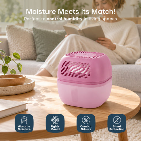 Clayr Reusable Dehumidifier 1000ml - 2 Refill Tabs Silicon Anti-Spill - Pink