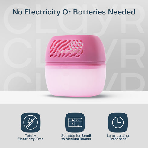 Clayr Reusable Dehumidifier 1000ml - 2 Refill Tabs Silicon Anti-Spill - Pink