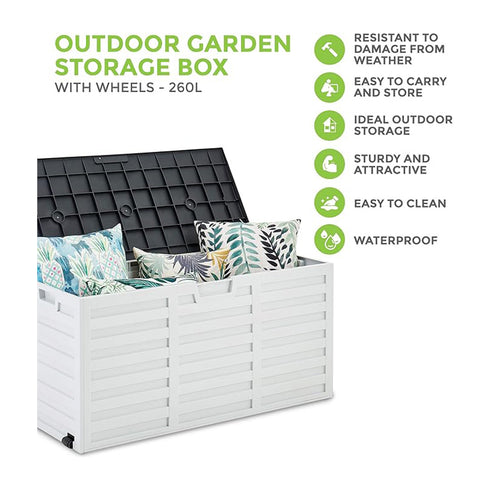 260L Outdoor Storage Box with Wheels