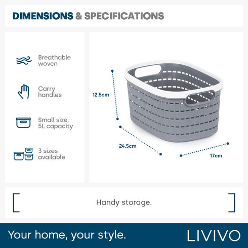 5L Ulana Woven Basket - Grey