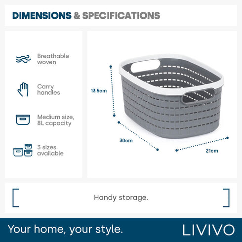 8L Ulana Woven Basket - grey