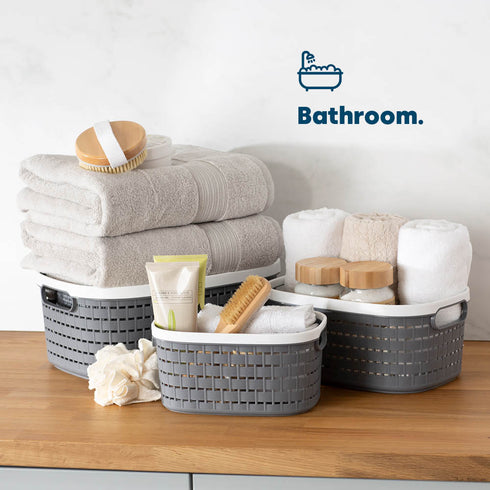 14L Ulana Woven Basket - grey