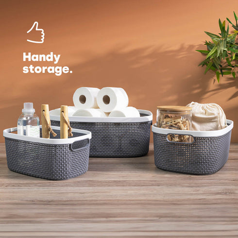 Kovan Grey Woven Basket - 22L