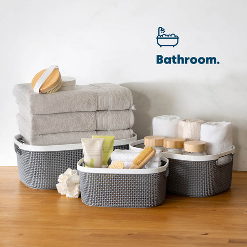 Kovan Grey Woven Basket - 22L